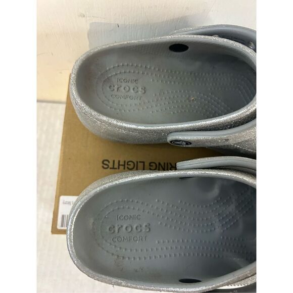 Crocs size 6 platform chunky iconic comfort silver bling - Picture 4 of 7